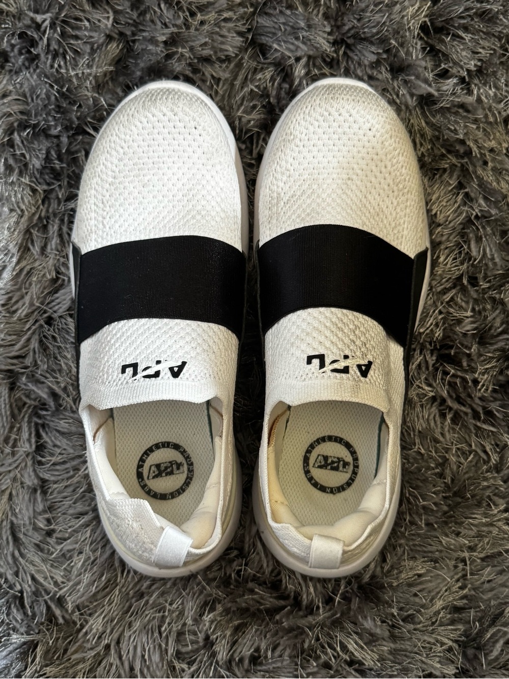 APL TechLoom Bliss Black & White Slip-On Running Shoes Size 7